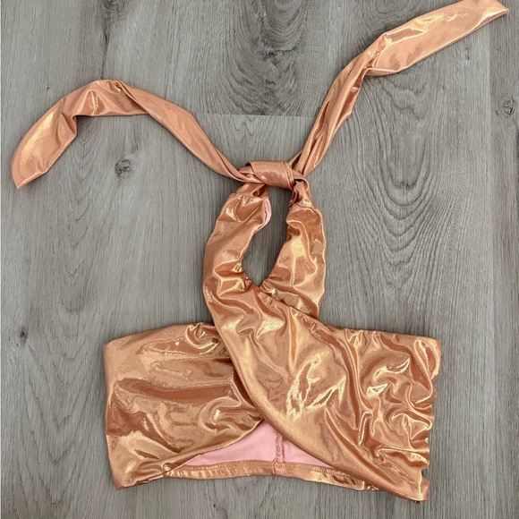 12th Tribe Shimmer Tie-Back Halter Top – Size S - Picture 4 of 6